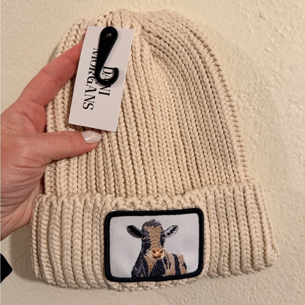 Adorable cow patch beanie